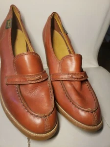 Vtg 80s Bass Womens 9 N Leather penny Loafers crepe Rubber Soles - Picture 1 of 7