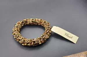 New Fossil Orange Amber Rhinestone Stretch Womens Bracelet With Tags - Picture 1 of 6
