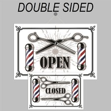 Retro style Open and Closed double sided sign 9501 Barber Shop Hairdresser signs