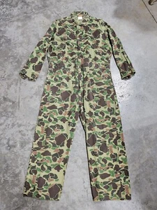 Vintage 70s 80s XL Camouflage Camo Duckcloth Jumpsuit Walls Master Coveralls - Picture 1 of 12