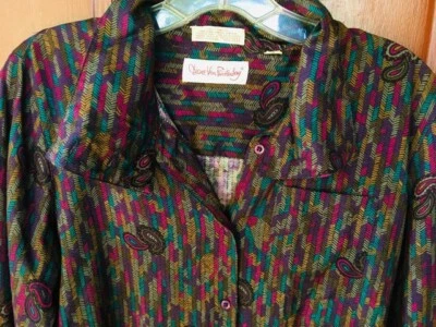 Blusa Vintage Diane von Furstenberg DVF Talla 6 Paisley Rayón Retro Foto 1 de 4