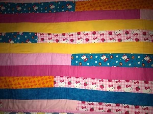 Handmade Baby Child's Hello Kitty Quilt Blanket Kawaii Multi Colored Crib - Picture 1 of 3