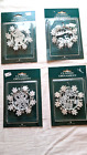 Vtg Lot 4 Winter Lace Round Christmas Ornaments Laser Cut White Metal Snowflakes