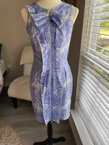 EVA FRANCO BLUE & WHITE DRESS ZIPS FRONT & BACK SZ 8 - Picture 1 of 6