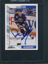 1992/93 Score #255 Derek King Islanders Signed Auto *E7952