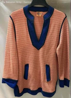 Tory Burch Womens Multicolor Geometric Knitted Tunic Blouse Top Size XL - Image 1 of 4