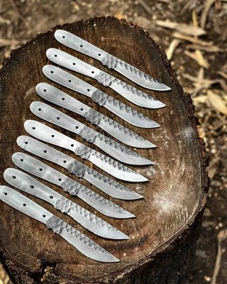 LOT OF 10 CUSTOM HANDMADE STAINLESS STEEL BLANK BLADES FOR KNIFE MAKING SUPPLIES - Image 1 of 3