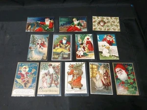 12 Victorian Santa Claus Christmas Postcards Original Embossed Early 1900s Lot - Picture 1 of 12