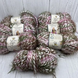 6 + Yarn Bee Soft Illusion Super Bulky Pink Camo 44 Green Eyelash 87 Yds Each - Picture 1 of 8