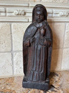 Vintage handgeschnitzte Figur Nonne Madonna Mutter Maria religiös 10,25" x 3,5" - Bild 1 von 5