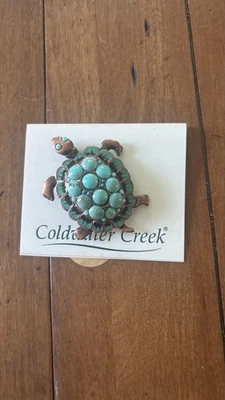 Hermoso broche prendedor turquesa Coldwater Creek Southwest de cobre joyería vintage Foto 1 de 2