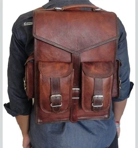 Handmade World Vintage vollnarbiges 21 Zoll Leder Laptop GROß Rucksack - Bild 1 von 7