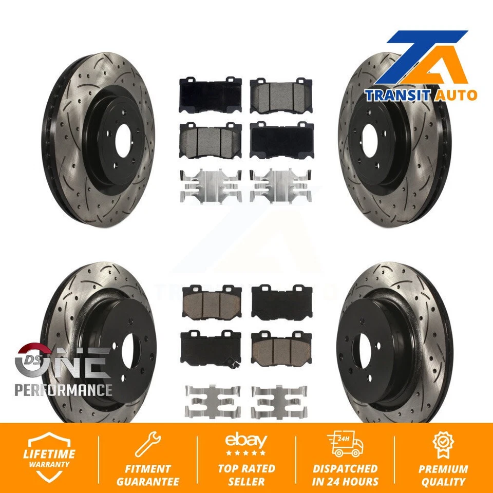 Front Rear Coated Drill Slot Disc Brake Rotors Ceramic Pad Kit For INFINITI FX50 - Image 1 of 4