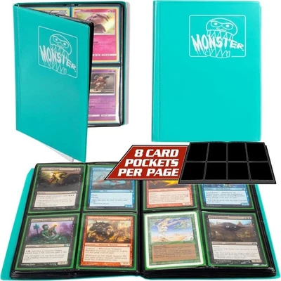 Álbum de tarjetas coleccionables Monster 4 bolsillos (verde azulado mate) - Gran regalo para coleccionistas Foto 1 de 4