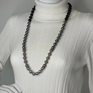 J. Crew JCREW Perlenkette Modeschmuck signiert schwarz grau gold Spacer - Bild 1 von 12