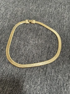 Vintage 1980's Napier Gold Tone Herringbone Collar Necklace Choker 18” - Picture 1 of 5