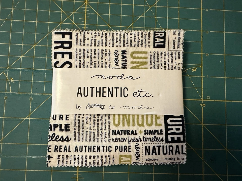 Authentic Etc. Sweetwater Modern Simple Words Moda Fabrics Charm Pack 5” Square - Image 1 of 1