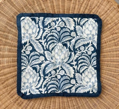 NEW Serena & Lily Artichoke Pillow Cover (20” SQ)-Vintage Indigo/Coastal Blue - Image 1 of 4