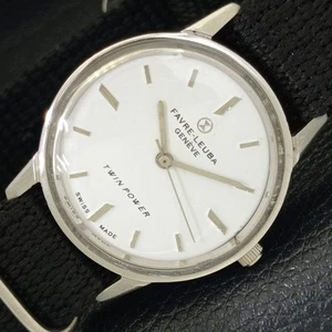 FAVRE LEUBA GENEVE TWIN POWER HAND-WINDING SWISS MENS WHITE DIAL WATCH a432145-a - Picture 1 of 9