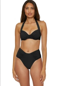 BECCA Women's Standard Color Code Shirred French Cut Bikini Bottom - Picture 1 of 4