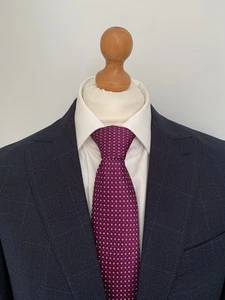 Mens CHARLES TYRWHITT "SLIM FIT" 3 PIECE WOOL SUIT In NAVY CHECK 42R *EX-CON* - Picture 1 of 9