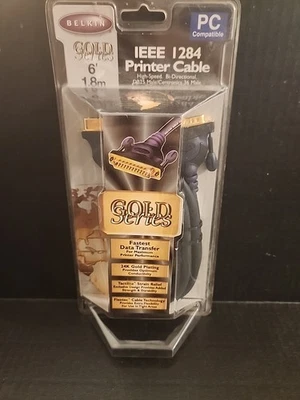 Belkin IEEE 1284 Printer Cable 10 ft Gold Series Gold Plated New Sealed - Image 1 of 2