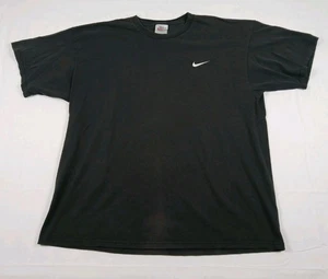 Vintage 90s Nike Swoosh Embroidered Mens Black T Shirt Size XL Faded - Picture 1 of 9
