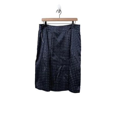Falda a lunares cuadrada azul marino línea A mezcla seda Pendleton para mujer 14 Foto 1 de 4