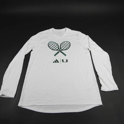 Camisa masculina branca usada Miami Hurricanes Adidas Aeroready manga longa - Imagem 1 de 4