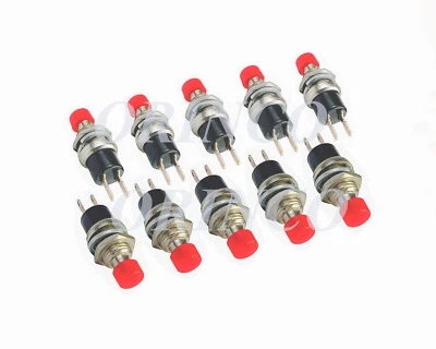 10) RED 2 PINS MINI MOMENTARY PUSH BUTTON SWITCH SPST PUSH ON - Image 1 of 4