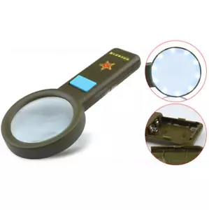 Handheld Reading Magnifier with 10 White LED Lights 10X Real Glass Magnifier - Picture 1 of 2