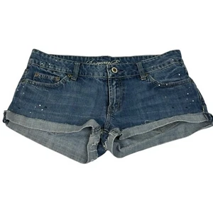 American Eagle Shorts Size 8 Tomgirl Cutoff 3" Distressed Jean Denim Raw Hem - Picture 1 of 9
