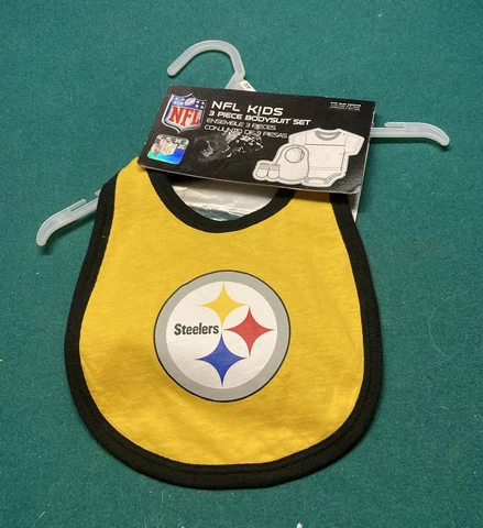 Pittsburgh Steelers Baby Reversible Bib & Booties NFL Licensed Missing Bodysuit Cover