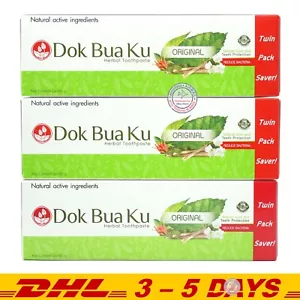 Twin Lotus Dok Bua Ku Original Thailand Natural Herbal Toothpaste 180g x 6 - Picture 1 of 1