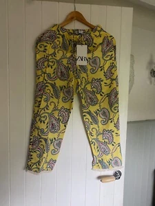 zara trousers xs - Brand new lemon and paisley designed trousers - Picture 1 of 2