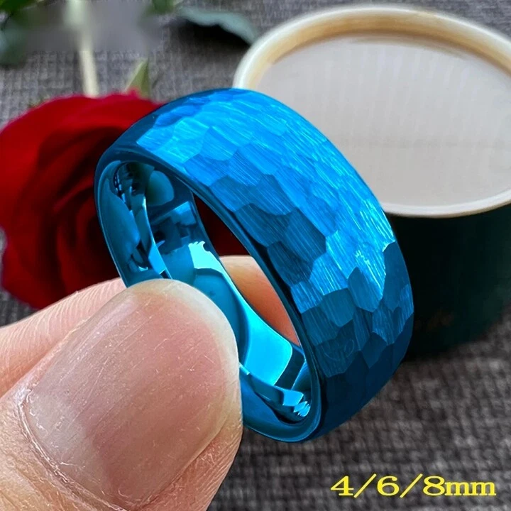 Anillo de carburo de tungsteno abovedado martillo 4/6/8 mm banda ajuste cómodo anillo Foto 1 de 4