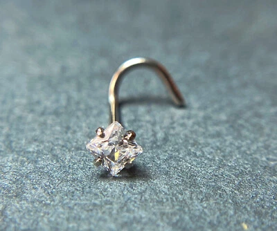 1 peça anel de parafuso de nariz de aço cirúrgico com conjunto de pinos quadrados gema 18g, 20g - escolha a cor - Imagem 1 de 4