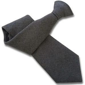 Grey Marl Mens Clip On Tie Matt Plain Solid Formal Workwear Necktie - Picture 1 of 1