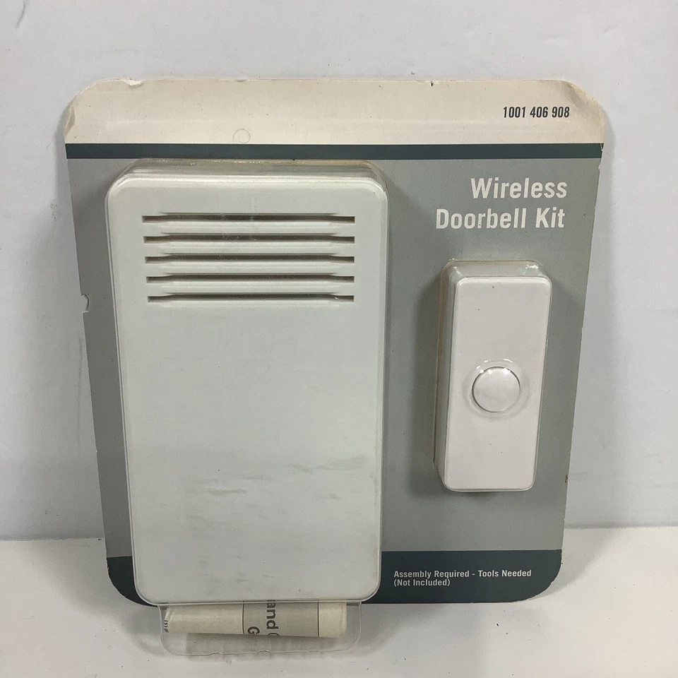  Kit de timbre inalámbrico a batería con botón pulsador, blanco #1001.406.908 Foto 1 de 2