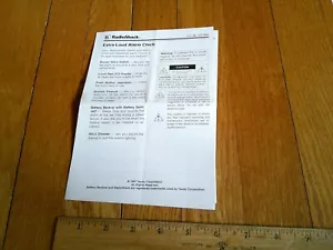 Reloj Despertador De Colección Radio Shack Extra Fuerte SOLO GUÍA DE INSTRUCCIONES MANUAL DEL PROPIETARIO - Imagen 1 de 3