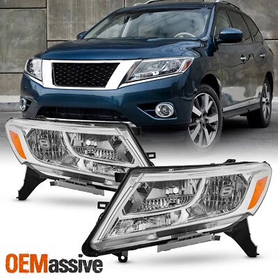 For 2013-2016 Nissan Pathfinder Halogen Type Headlights Headlamp Chrome Assembly - Image 1 of 4