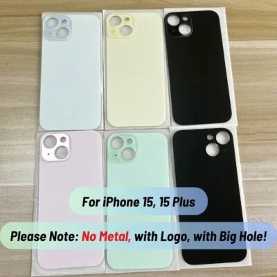 Back Glass Replacement Cover For iPhone 15 14 13 12 11 Pro Max XR XS 8 Big Hole - Image 1 of 4