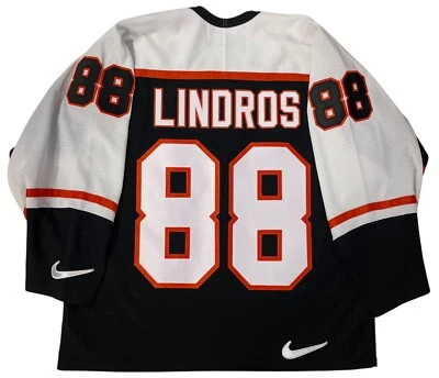 ERIC LINDROS PHILADELPHIA FLYERS NEGRO 1997 NIKE CAMISETA AUTÉNTICA GRANDE Foto 1 de 4