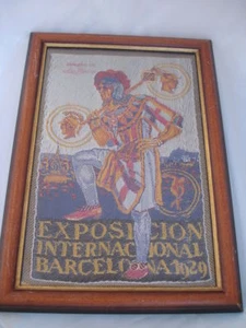 Cuadro textil Exposición Universal de Barcelona 1929. Seda de colores. Marco - Imagen 1 de 5