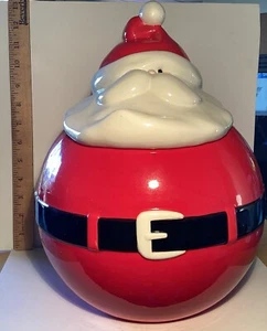 Dept. 56 Round Red & White Time to Celebrate Santa Christmas Cookie Jar NEW - Picture 1 of 10