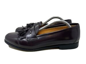 Mezlan Santander Burgundy Leather Moc Toe Tassel Dress Slip Loafers Mens Size 11