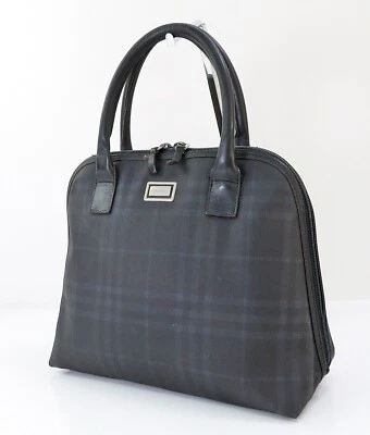 Auténtico bolso de mano vintage BURBERRY a cuadros negro #55476E Foto 1 de 4