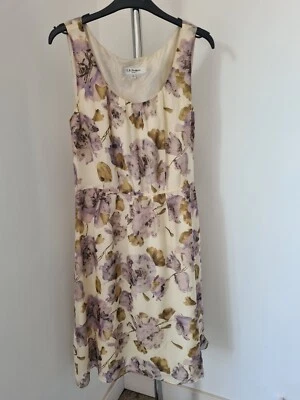 Красивый LK Bennett London 100% шелк платье Великобритании 12 довольно винтажный цветочный свадьбы - Изображение 1 из 4