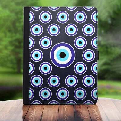 Evil Eyes Case For iPad 10.2, 12.9 Pro Distorted Eye Blue PU Leather Air 11, 13 - Image 1 of 4
