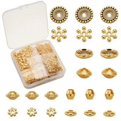 320pcs Mixed Alloy & Brass Metal Rondelle Bead Spacers Mini Flower Craft 4~12mm - Image 1 of 4